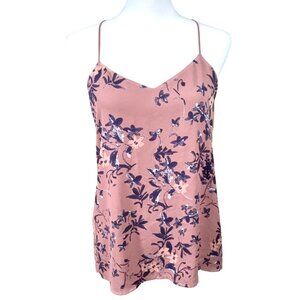Clay Pink and Purple Floral Womens Blouse Spaghetti Strap Size Small
